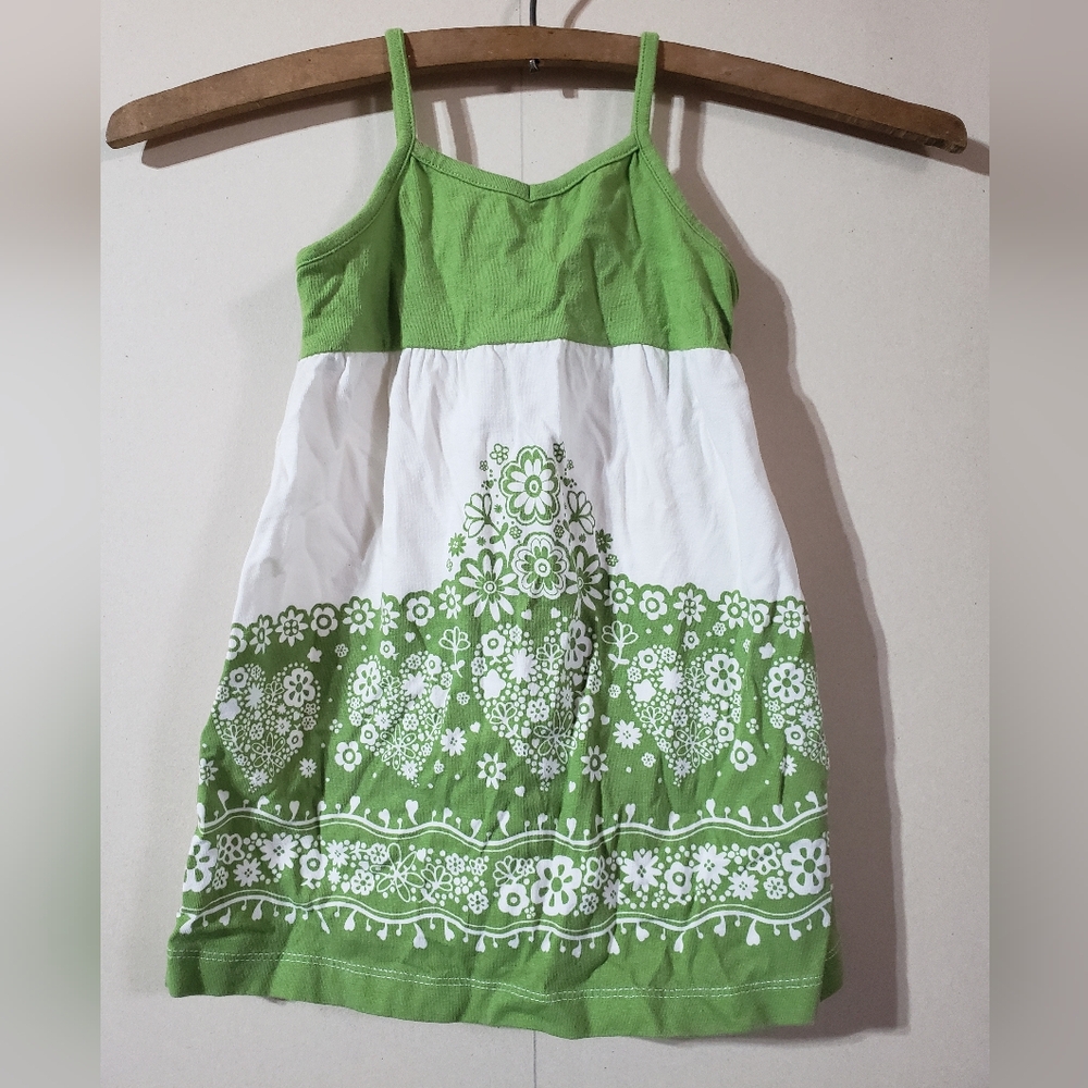 4/$20 Faded Glory Green White Spaghetti Strap tank top Dress, size 18M